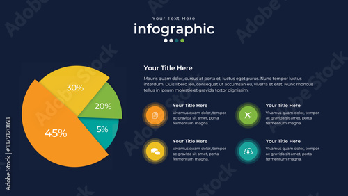 Data Visualization: An abstract infographic graphic, showcasing data in a visually appealing and organized manner, perfect for presentations.
