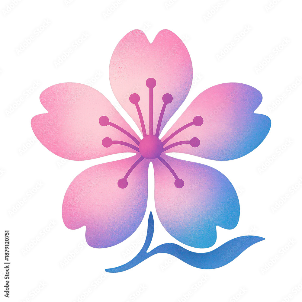 Fototapeta premium PNG Gradient cherry blossom illustration.