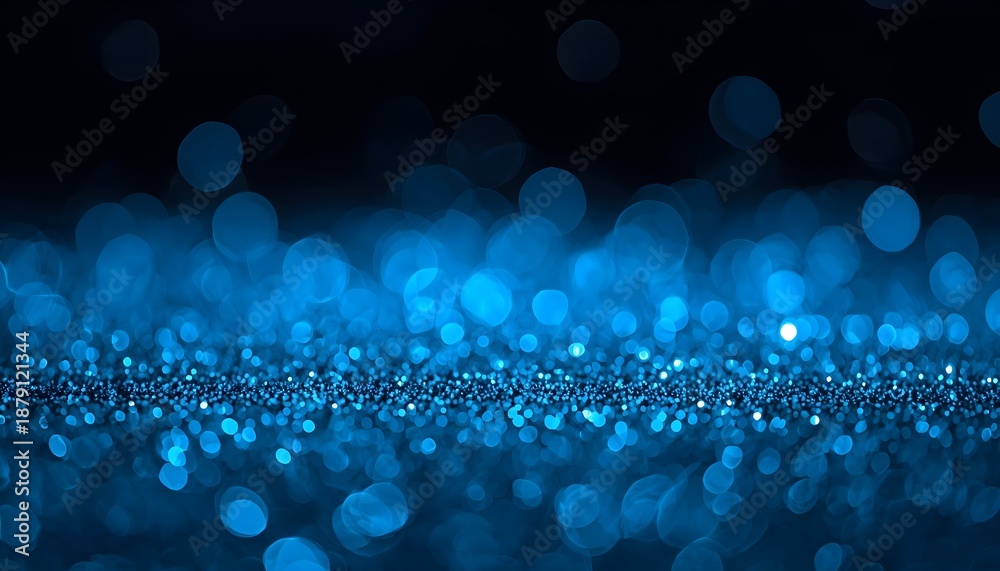 Fototapeta premium Abstract background of vibrant blue bokeh and sparkling glitter texture