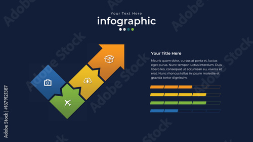Data Visualization: An abstract infographic graphic, showcasing data in a visually appealing and organized manner, perfect for presentations.