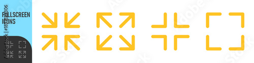 maximize and minimize icons with arrows pointing outward and inward. fullscreen icon for adjusting screen or window size in digital interfaces. Color icon set