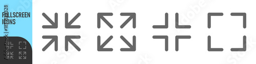 maximize and minimize icons with arrows pointing outward and inward. fullscreen icon for adjusting screen or window size in digital interfaces. Color icon set