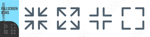 maximize and minimize icons with arrows pointing outward and inward. fullscreen icon for adjusting screen or window size in digital interfaces. Color icon set