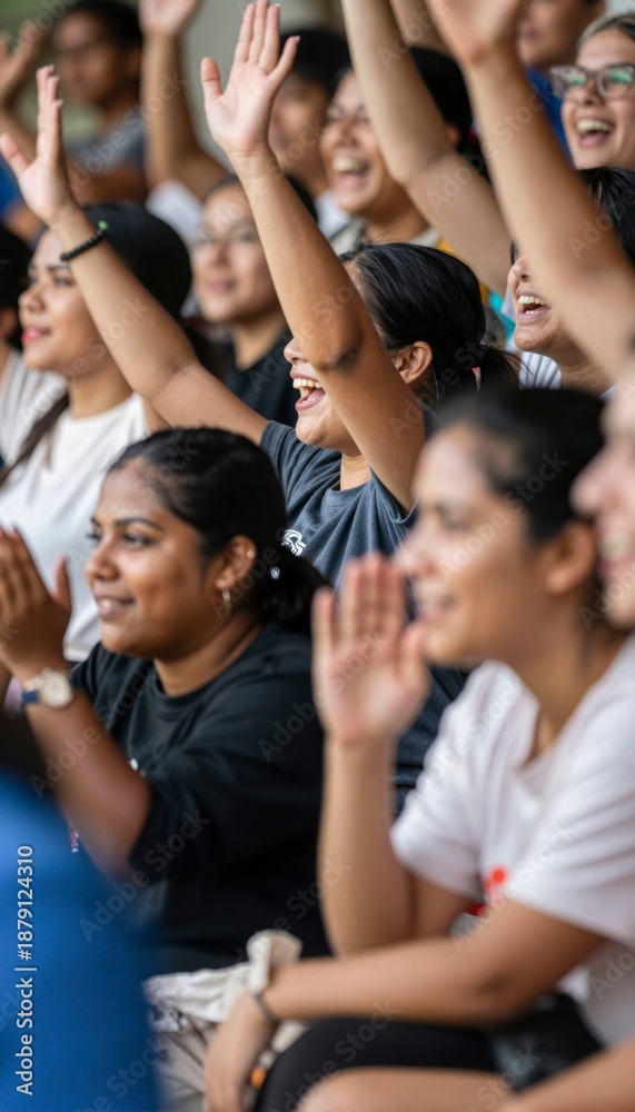 Fototapeta premium Women Cheering Enthusiastically from the Sidelines of an Event