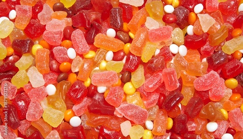 Colorful assortment of gummy candies in various shapes and sizes  