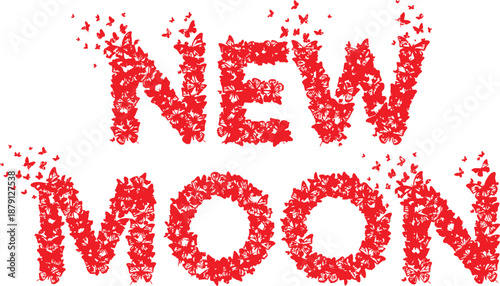 Valentine's day new moon greeting card isolated on transparent background