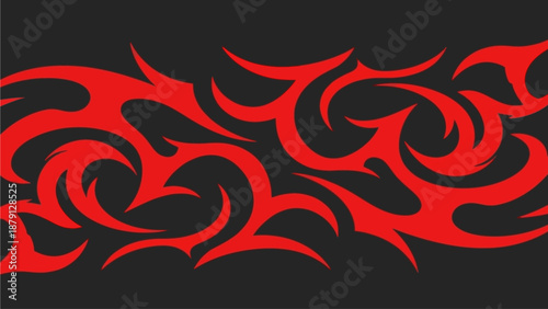 Vibrant red flames illustration on dark background, detailed and dynamic, vector graphics, bold and fiery design