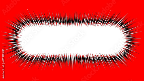Dynamic explosion effect with radial lines on vibrant red background, showcasing energy and motion
