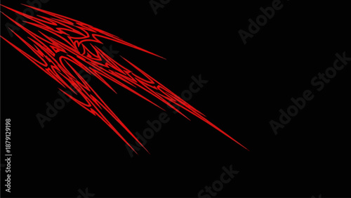 Dynamic red abstract lines moving swiftly across a dark background from a close-up viewpoint