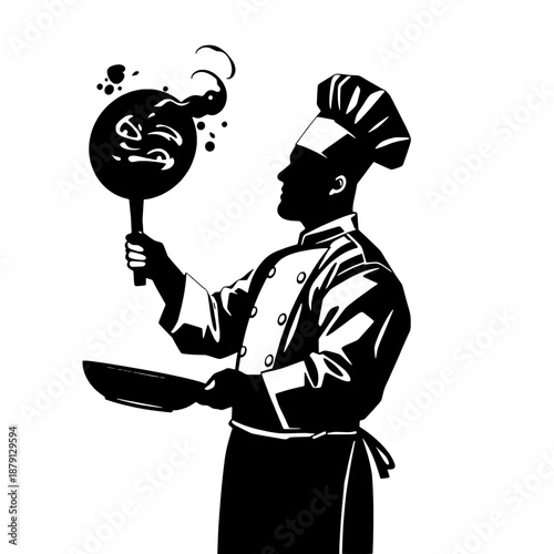 Chef Sautéing Pan Silhouette Icon