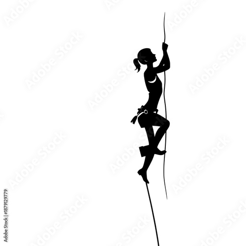 Female Rock Climber Silhouette on Cliff