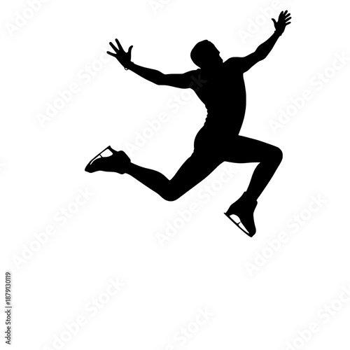 Male Ice Skater Silhouette Power Jump