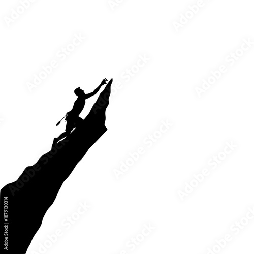 Rock Climbing Overhang Silhouette Vector Illustration
