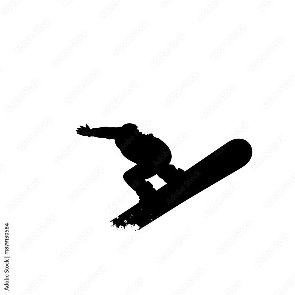 Naklejka premium Snowboarder Backside Air Against Sun Silhouette
