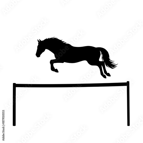 Single Bar Horse Jump Silhouette Illustration