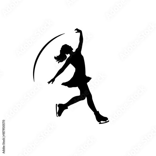 Simplified Ice Skater Spiral Silhouette