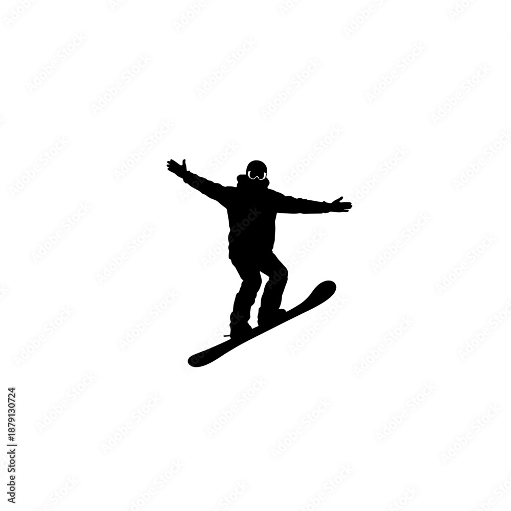 Fototapeta premium Snowboarder Silhouette on Mountain Top