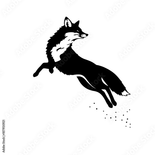 Agile Fox Silhouette Leaping High in Snow