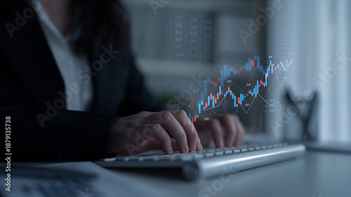 Fotografie Candlestick chart visualizing financial market trends, investment patterns, pric