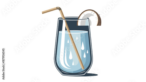 A refreshing and inviting image of coconut water in a glass, perfect for relaxation and refreshment.