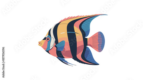 A Colorful Angelfish in profile.