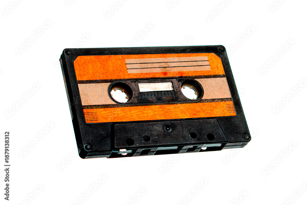 Fototapeta premium Retro Music Tape with Orange Sticker
