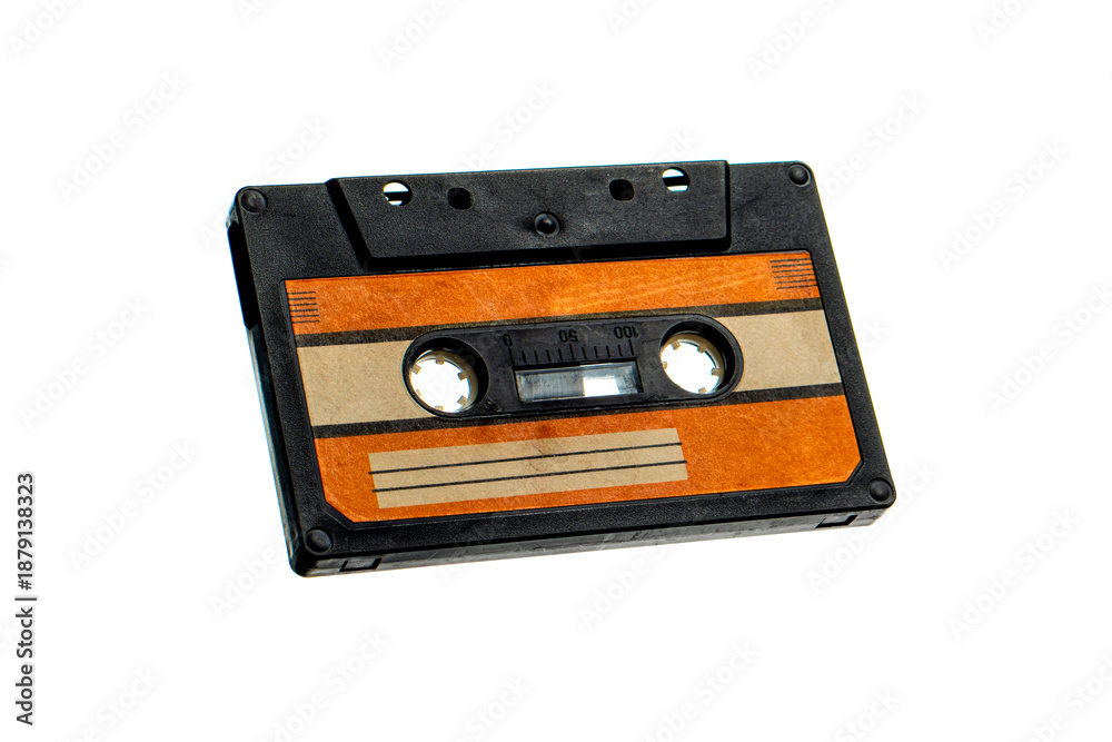 Fototapeta premium Vintage Black Audio Cassette with Label