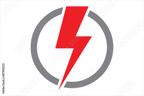 Red lightning bolt inside gray circle Vector Free Download Red lightning bolt inside gray circle Vector - GFXLoad
