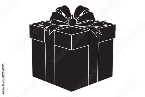 Elegant black gift box with bow Vector