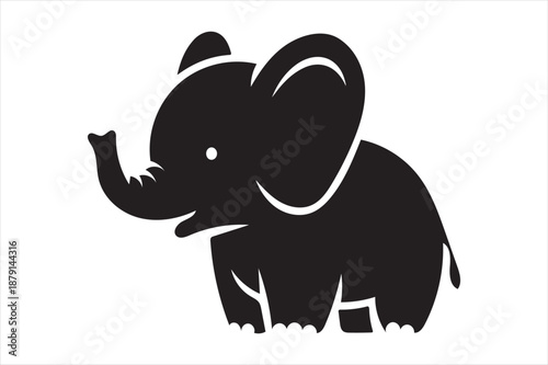 Playful elephant silhouette Vector