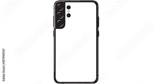 Sleek white smartphone with black border and multi-camera back design viewed from the rear.