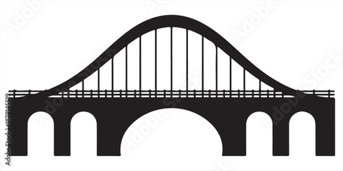 Elegant arch bridge spanning water Vector