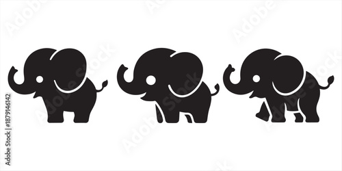 Three playful elephants Vector