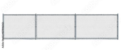 Chain Link Fence Section With Metal Posts security isolated on a transparent background