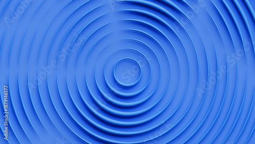 Tableau sur toile 3D rendering of expanding circular waves in vibrant blue, vividly illustrating t