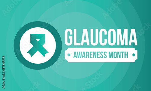 Glaucoma Awareness Month. Celebrate annual in January. Vision problems. Save your eyes. Prevention and protection. Green ribbon. Medical healthcare concept. Poster, banner and background. Vector