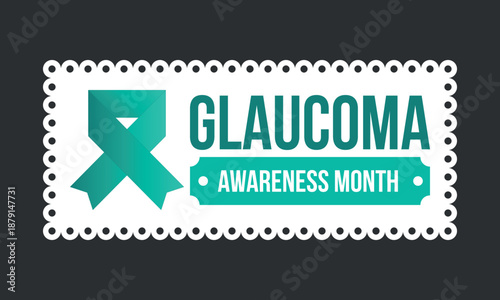 Glaucoma Awareness Month. Celebrate annual in January. Vision problems. Save your eyes. Prevention and protection. Green ribbon. Medical healthcare concept. Poster, banner and background. Vector
