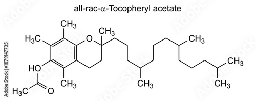 all-rac-α-Tocopheryl acetate, chemical structure of all-rac-α-Tocopheryl acetate, drug substance
