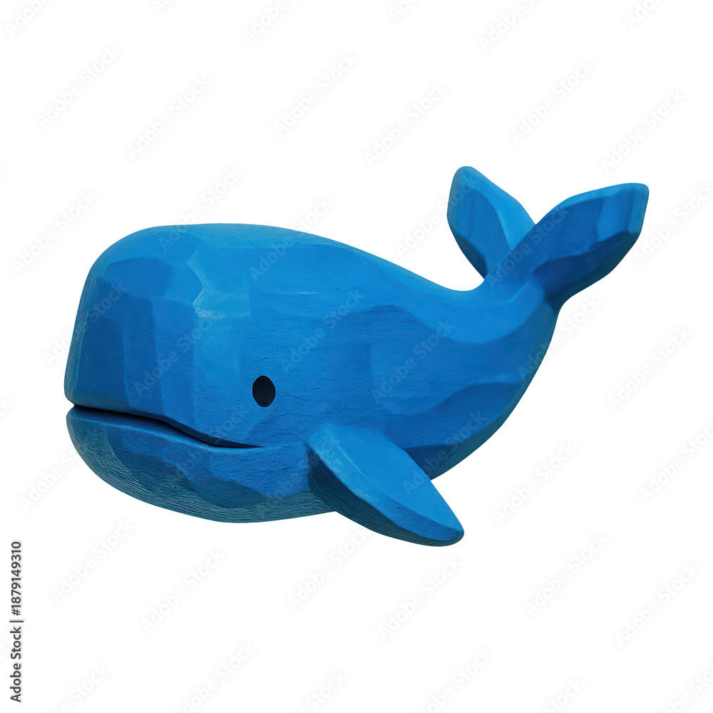 Fototapeta premium PNG Blue wooden whale illustration.