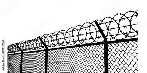 High Security Barbed Wire Fence Silhouette