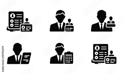 Financial management icons representing payroll, taxes, and bank transactions