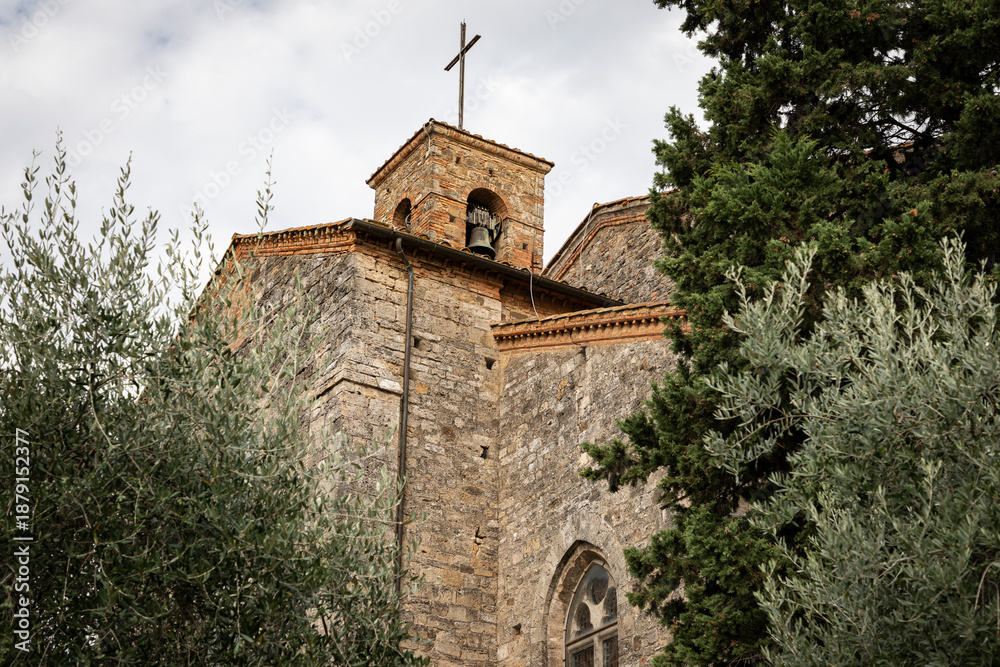 Naklejka premium Basilica of San Lucchese, municipality of Poggibonsi, province of Siena, Tuscany, Italy