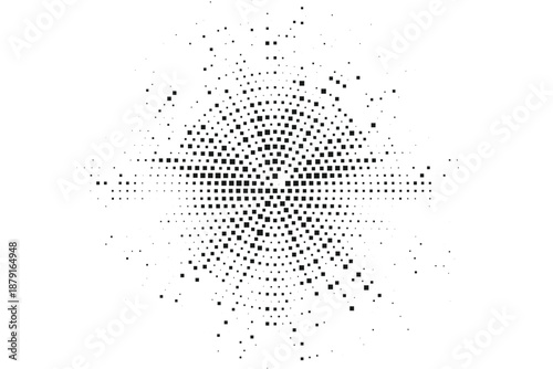 Abstract Black and White Square Halftone Pattern with Circular Dispersion Effect Background for Modern Graphic Design Projects Vector Illustration