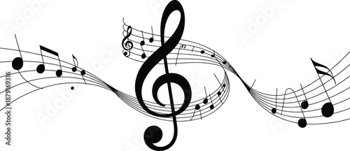 Musical harmony a beautiful black and white illustration of music notes and treble clef