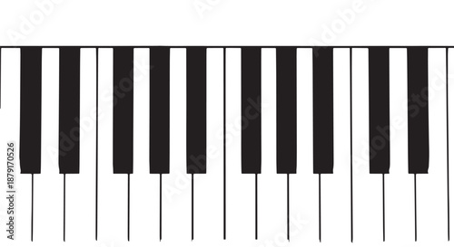 Close-up view of black and white piano keyboard keys for music composition and melody.