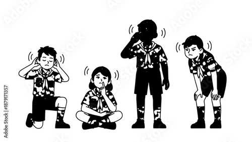 Children practicing sign language and nonverbal communication together.