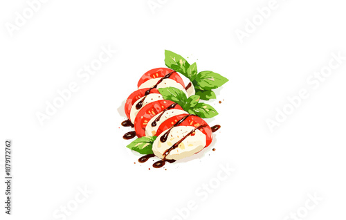 Fresh caprese salad with tomatoes, mozzarella, basil, and balsamic glaze