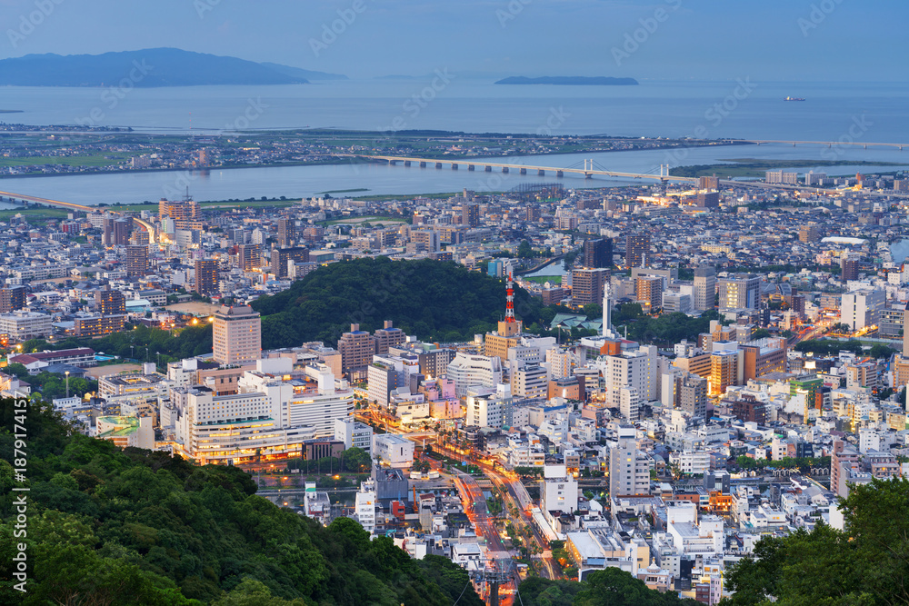 Fototapeta premium Tokushima, Japan Downtown City Skyline