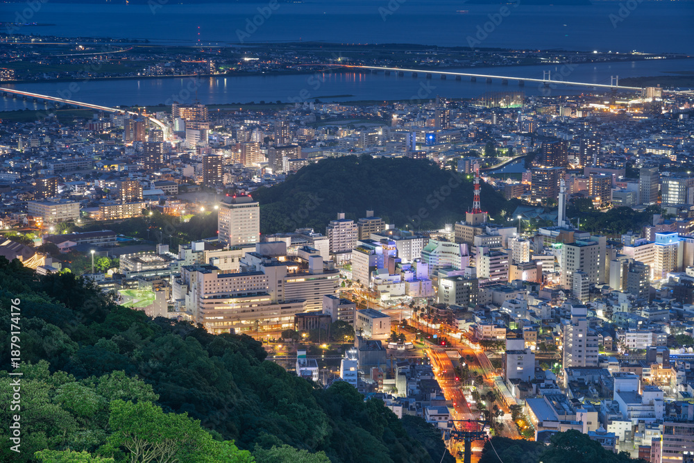 Fototapeta premium Tokushima, Japan Downtown City Skyline