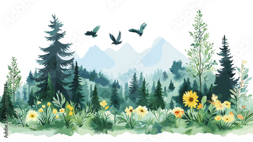 Black Forest. Black Forest watercolor vector illustration